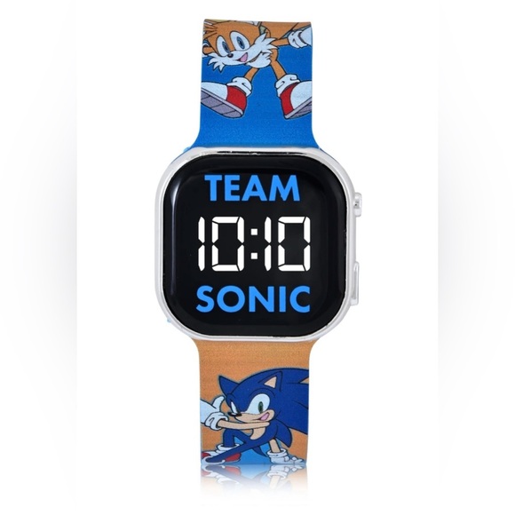SonicUnisex Children's LED Watch with Square Case and Printed Silicone Strap - Picture 1 of 5